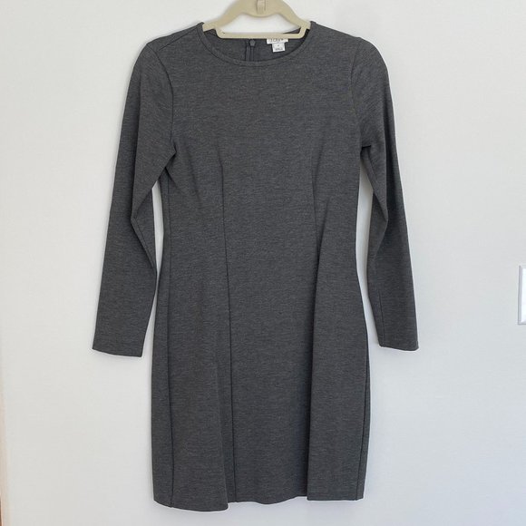 J.Crew Factory Grey Long-sleeve Stretch Ponte Dress - Picture 1 of 11